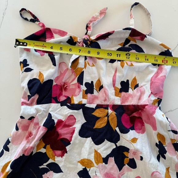 Old Navy Women's Multi Pink Floral Tie-Front Linen Viscose Mini Dress‎ Large EUC - Picture 6 of 13